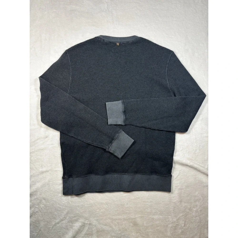 Billy Reid Sweater Mens Small Black Gray Waffle Knit Crewneck Pullover